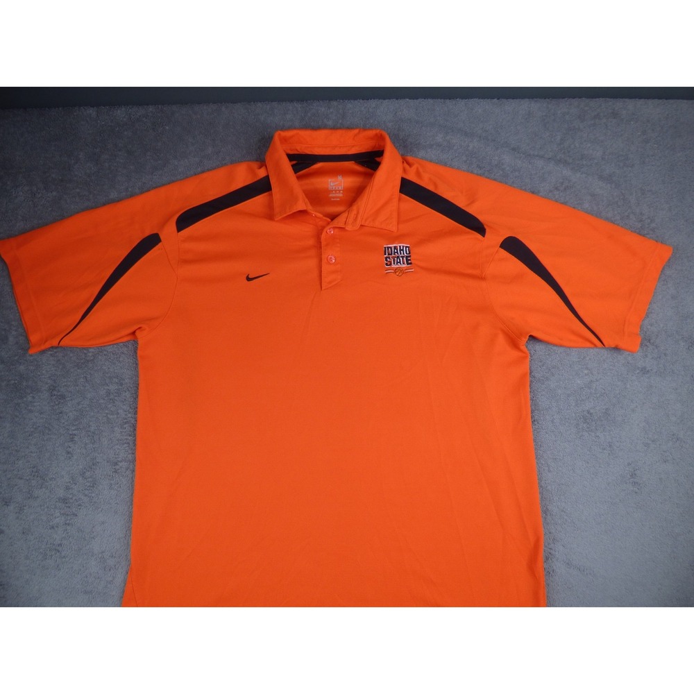 VTG Idaho State Bengals Basketball Polo Shirt Mens XL Orange Short Sleeve Nike